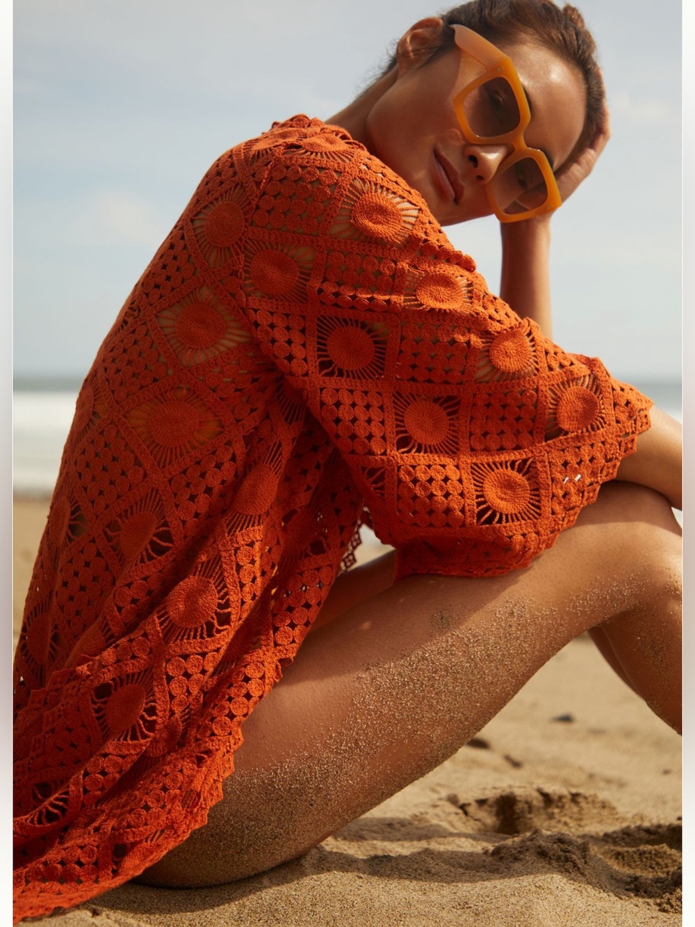 By Anthropologie Fauxchet Robe in Nutmeg